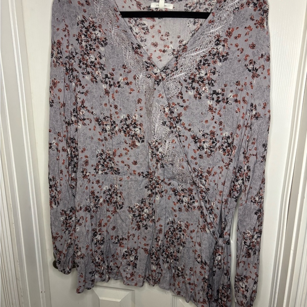 Maurices Light Purple and Red Floral Blouse